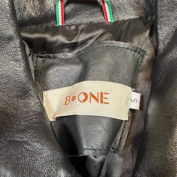 Barone 100% Leather Black Moto Bikercore Zipper Jacket Small Italian Italy - Picture 2 of 6